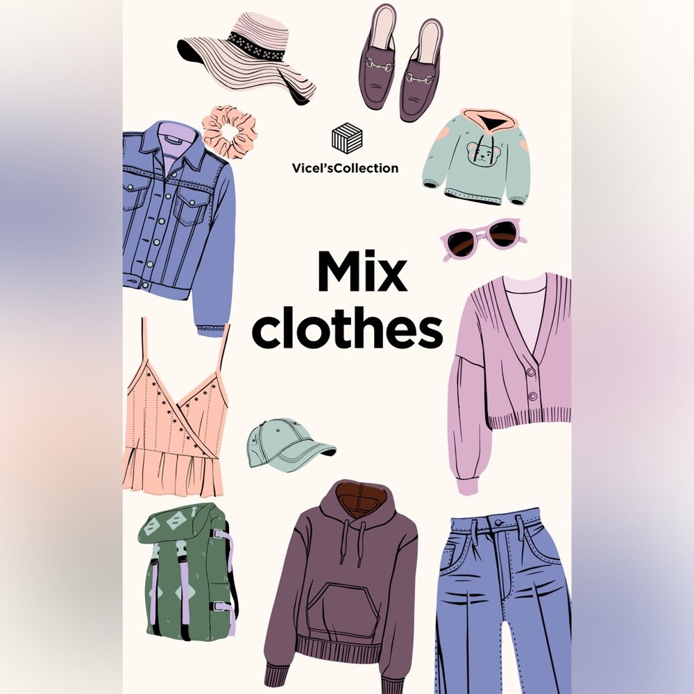 5 pieces bag casual dress clothes, tops, shorts, accessories etc
